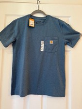 Carhartt Women s T-Shirt Sz S Blue Thundercloud Heather Pocket Loose Fit K87 NWT