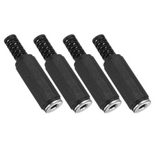 4Pcs 1/8" 3.5mm TRS Audio Female Plug, Mono Jack Plug Adapter, Black