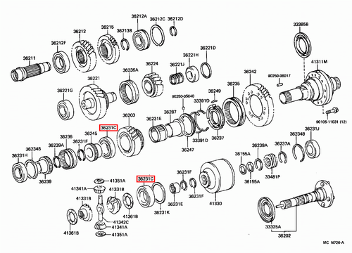 Genuine Lexus LX450 FZJ80 LX470 UZJ100 Rear Transfer Case Roller Bearing - Picture 9 of 20