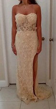 LADIVINE CINDERELLA DIVINE Elegant Powder Tulle Corset Strapless Gown Sz 10