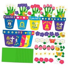 25 Sets Easter Crafts for Kids Christian Religious DIY Hand-Print He is Risen