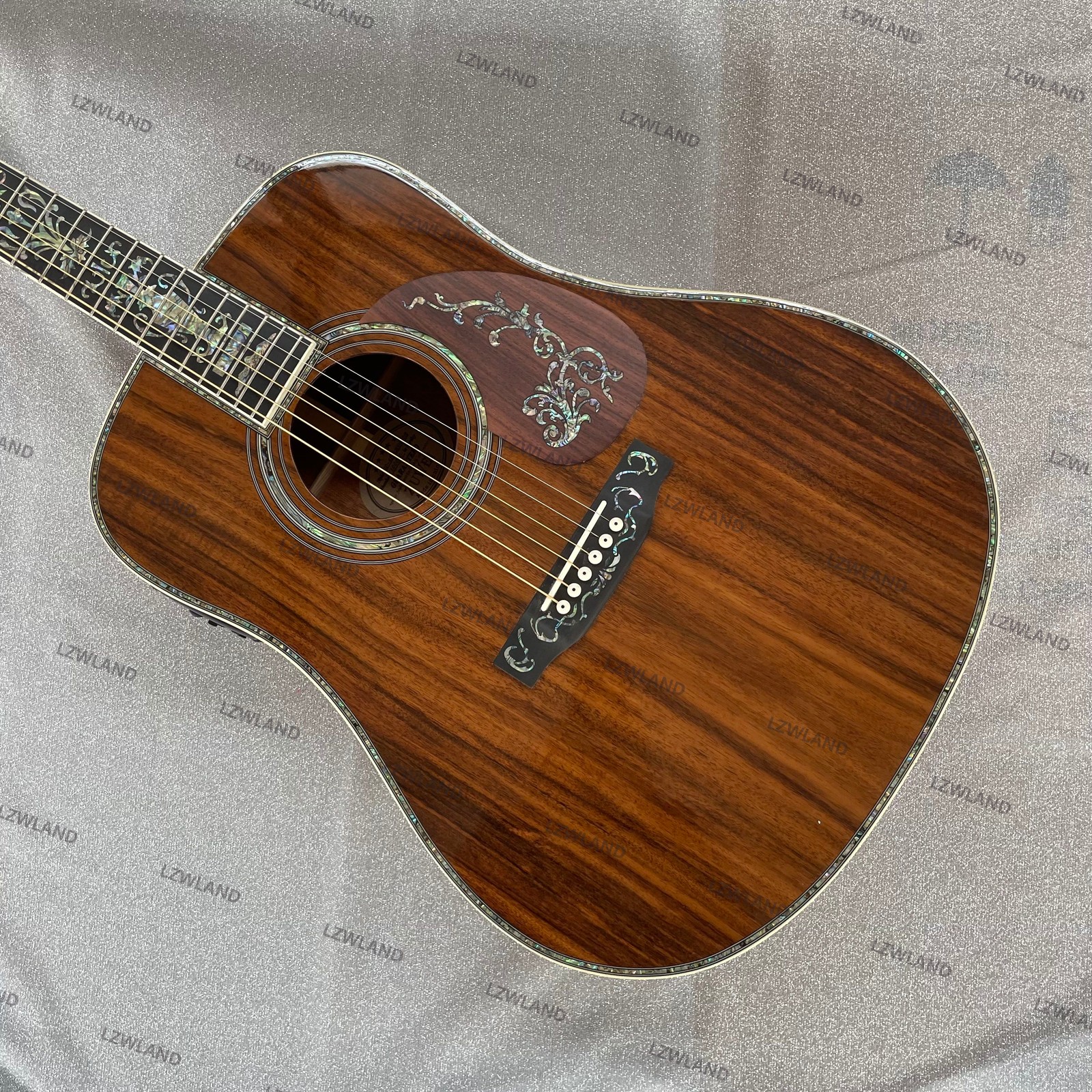 Classic Acoustic Electric Guitar Abalone Inlay Fishman301 Solid Koa Top In Stock