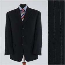 Mens Black Striped Blazer 44R UK Size Sport Coat Jacket