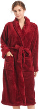 Women's Plush Fleece Robe, Cozy Warm Bathrobe, Fuzzy Female Spa Robe with Pocket