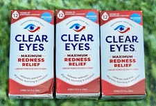 (3) Maximum Redness Relief Eye Drops 0.5 oz  by Clear Eyes Exp 10/2026