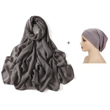 2Pcs Muslim Women Modal Elastic Long Headscarf Hijab Inner Cap Head Wrap Turban