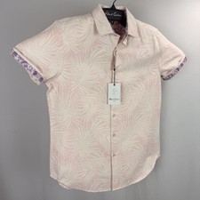 Robert Graham Button-Up Shirt Mens 2XL Royal Palms Vibrant Art Pink Flip Cuff SS