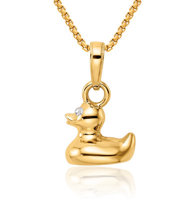 14K massive zweifarbige Gold Stockente Glücksbringer Halskette