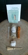 White Sage Smudging Bundle Includes White Sage Wand,Palo Santo Stick,Selnite