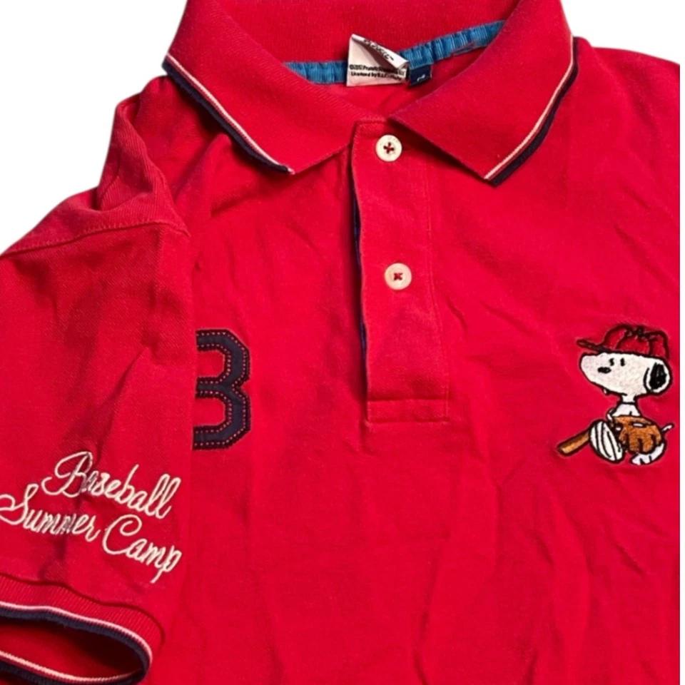 Snoopy Baseball Camp Polo Shirt by Schulz Kids 14 Peanuts '12 Italy Embroidered - Image 4 of 4