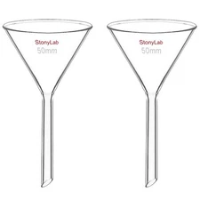 2-Pack Glass Heavy Wall Funnel Borosilicate Glass Funnel, Short Stem 50mm Dia...