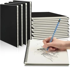 12 Pack Sketch Books Bulk 7.5" x 10" Spiral Bound Sketch Pads for Drawing Hardco