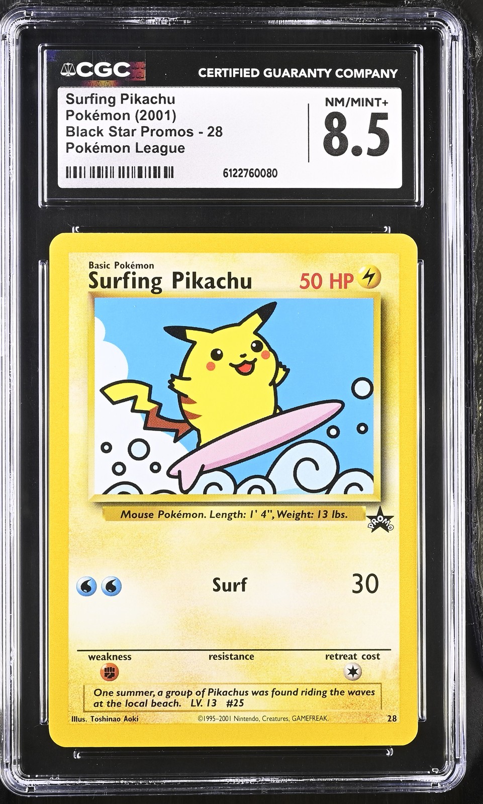 CGC 8.5 Surfing Pikachu 28 Pokemon League Black Star Promos Pokemon Card