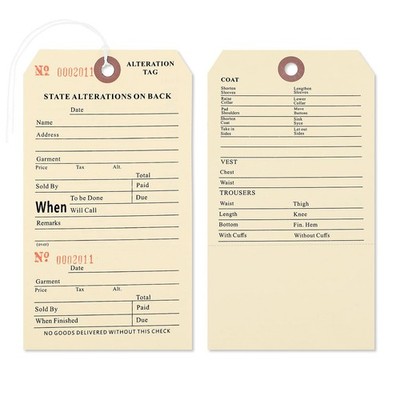 Fuyoooo 500 Pack Button Slotted Alteration Tag with Attached String 3.5 x 6.25