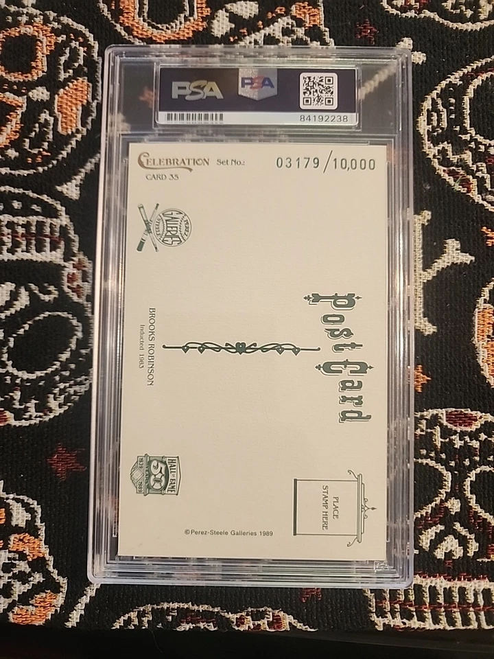 Postal de celebración de Pérez-Steele 1989 #35 Brooks Robinson PSA 10 ADN automático auténtico Foto 2 de 2