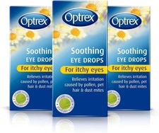 Optrex Soothing Eye Drops, For Itchy Eyes, Hay Fever & Allergy | 10ml x 3 Packs