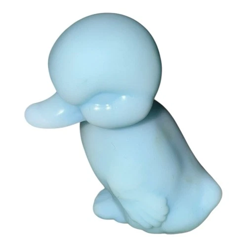 Fenton satin glass light blue vintage art glass duck figurine
