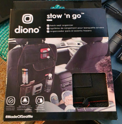 Diono Stow 'n Go Car Back Seat Organizer Mat 7 Pockets 2 Cup Holders Black