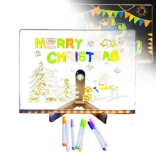 LED Note Board with Colors, Lighted Acrylic Dry Erase Board, Acrylic Message ...