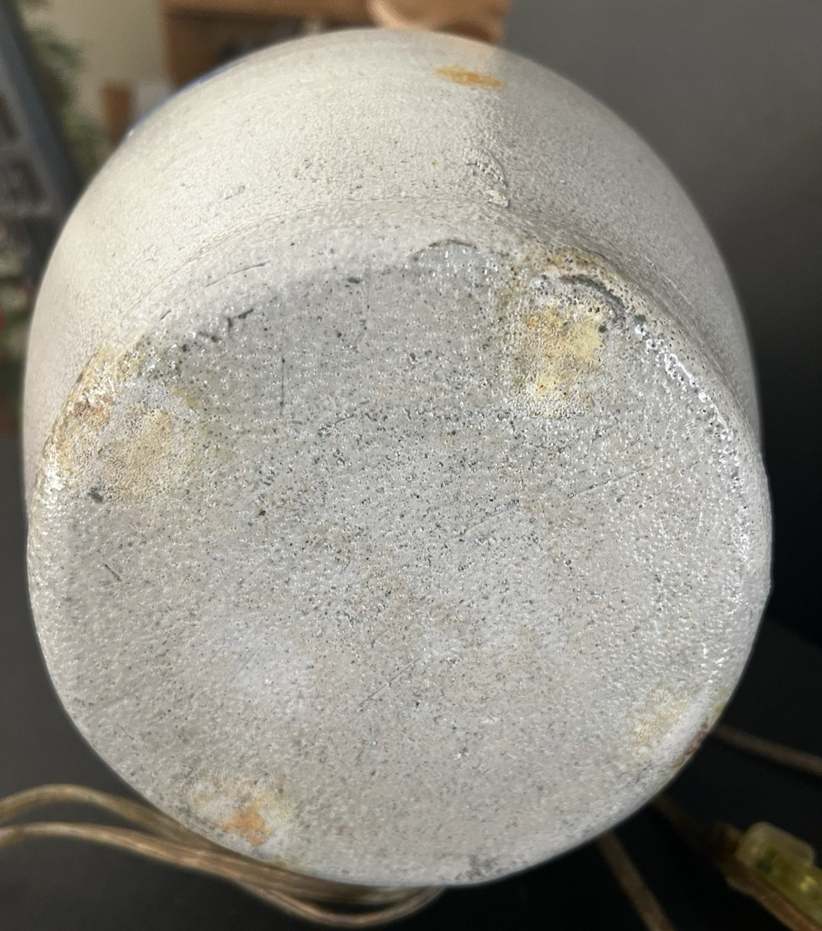 Vtg Ethan Allen Lamp Rowe Pottery Jug Salt Glaze Stoneware Blue Bird  Folk Art