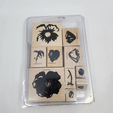 1998 Stampin Up Beautiful Blossoms Flower Leaf Designs Rubber Mounted Stamps