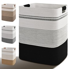 Laundry Hamper, 95L Tall Laundry Basket with Leather Handles, Rectangle Large...