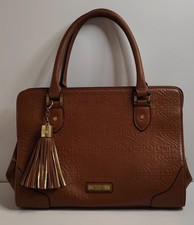 Biba Tan Skyler Tote Genuine Leather Large Bag Gold Hardware Excellent Condition