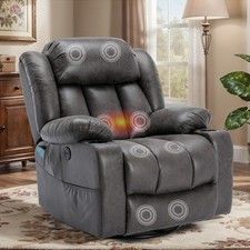 Manual Swivel Rocker Recliner Chair Comfy Sleeping Sofa Chair with Massage Heat