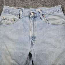 Vintage Levis 505 Jeans Mens 34x30 Light Wash Blue Straight Leg Distressed Denim