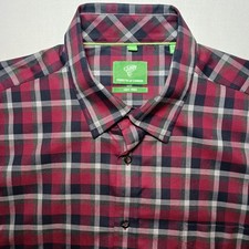 Forsyth Of Canada Mens Non Iron Red Plaid Button Up Shirt XL Long Sleeve