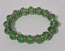 Green Faceted Glass Rhinestones Stretch Bracelet