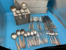 57 Piece Set Narcissus Pattern Silverplate Flatware, National Silver Co.