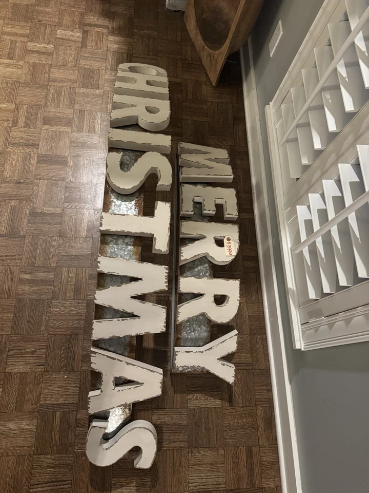 HUGE 59” New w/h Tag ($399!) Merry Christmas Wood And Metal Sign - Image 2 of 4