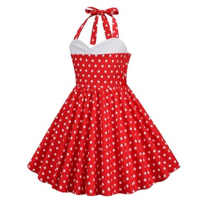 audrey hepburn halter dress Girls Vintage Polka Dot - 1950s Style - Kids 50s Tea White_and_Blue_Dress