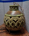 Huge Mid Century Modern Pottery Swag Lamp — photo 1