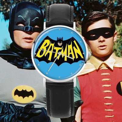 Adam West 1960s Batman TV Show Logo Engraved Wristwatch