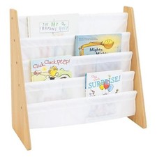 Kids Bookshelf - Montessori Front Facing Toddler Bookcase - 4 Natural Wood/White