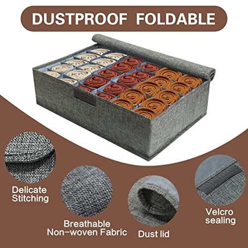 Sock Drawer Organizer Divider 2 Packs Socks Organizer with Lid 30 Cell Foldable - Afbeelding 3 van 8