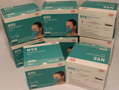 BYD DE2322 - N95 Foldable Particulate Respirator Masks - (8) 20 Count Boxes