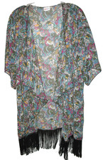 NEW LuLaRoe Monroe Sheer PAISLEY Open Front Kimono Cover Up Size L Boho,Fairy Co