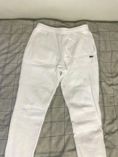 Lacoste Men's White Slim Fit Cotton Fleece Jogger Trousers Size M