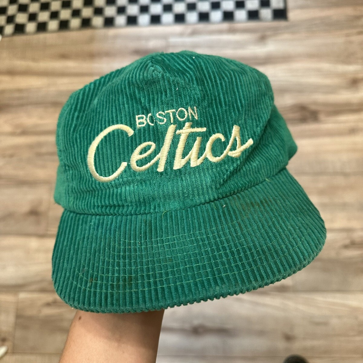 Vintage Sports Specialties Boston Celtics Corduroy Hat Rare Script