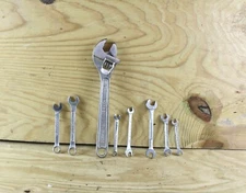 Craftsman wrench lot of 8 Power Kraft Mix Lot Vintage 12" 9/16  Forged Steel USA