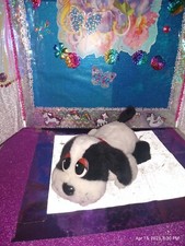 Vtg Mattel Pound Puppies White Black Dog Moves Barks '2005 10.5 Animated Plush