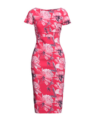 nwt CHIARA BONI LA PETITE ROBE Banded Empire Waist Dress in Peony Cherry $695