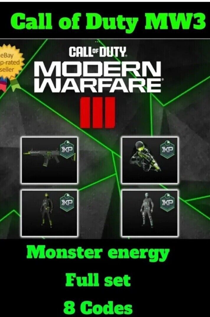 Skin Monster Energy X Call Of Duty: Cod Mw 3 (8 Codigos) - DFG