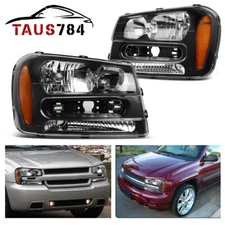 Headlights For 2002-2009 Chevrolet Trailblazer Black Housing Headlamp Assembly