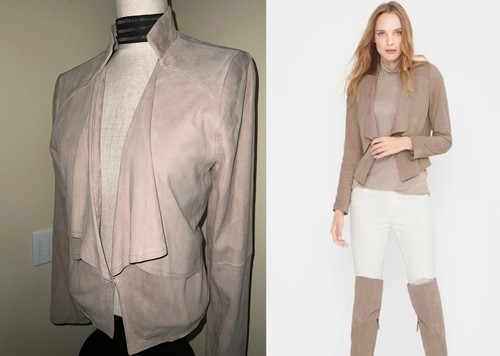 WHITE HOUSE BLACK MARKET * FUNGI, TAN SUEDE JACKET * DRAPE FRONT * NWT SIZE M - Picture 6 of 17
