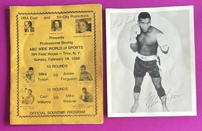 Mike Tyson vs Jesse Ferguson 1986 Official Program; W/Promo Pic & Unused Card