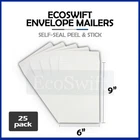 25 EcoSwift 白色自封邮寄牛皮纸信封 28 磅 6 x 9